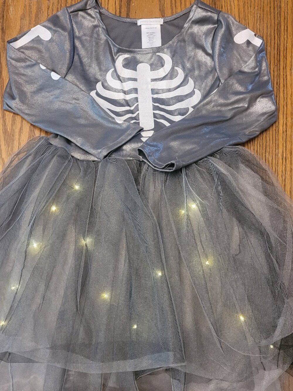 Pottery Barn Kids Light-Up Skeleton Halloween Costume Dress - Girls Size 7-8.